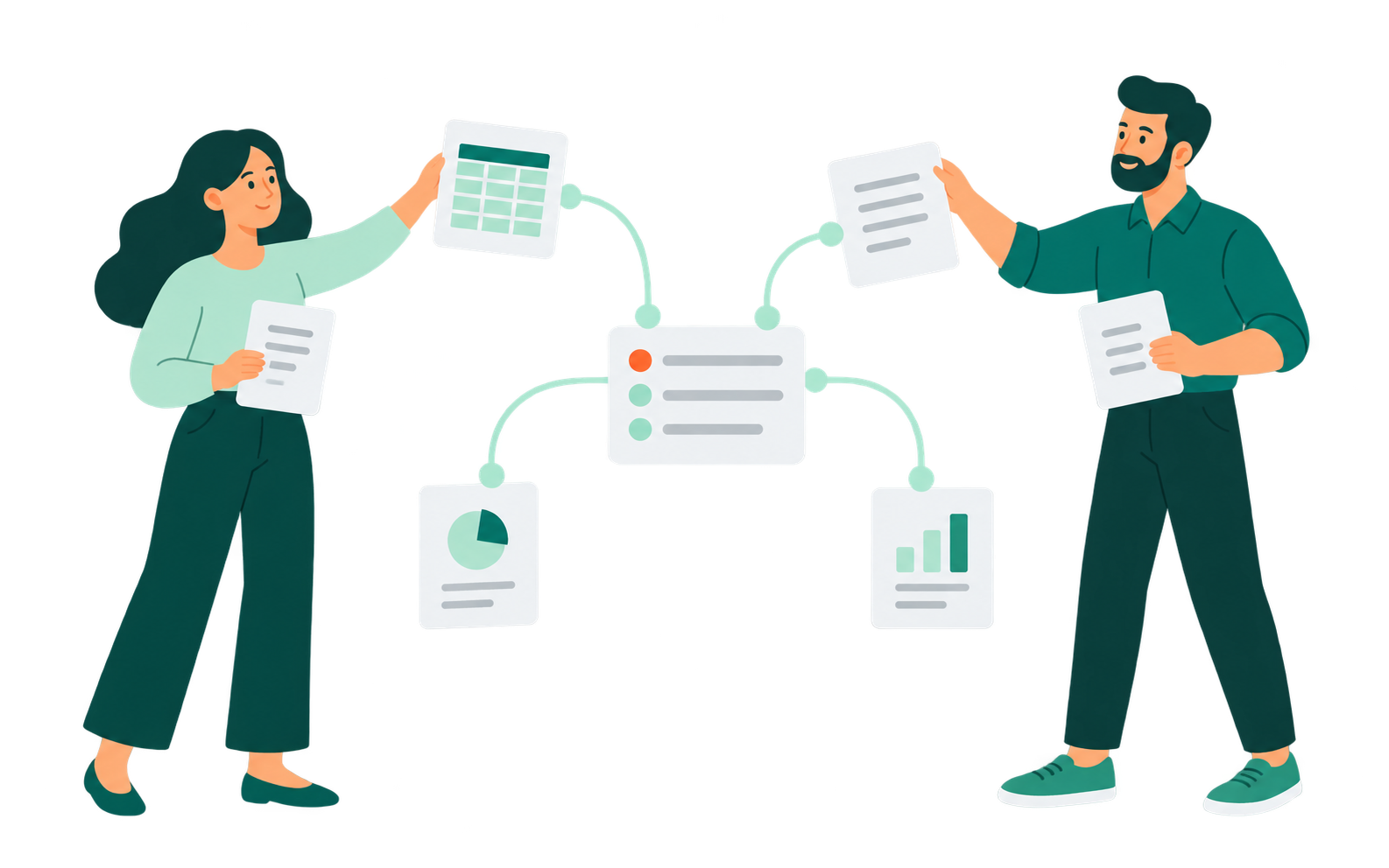 Colleagues joining disconnected documents and systems into a workflow